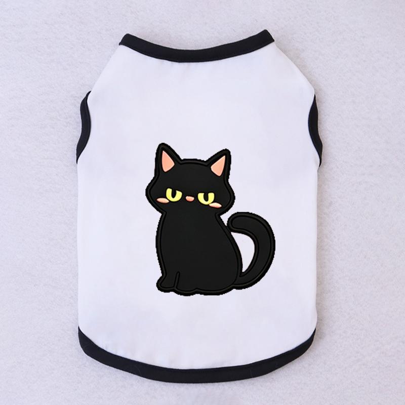 Halloween Pet Vest Cute Black Cat Cartoon Print Sleeveless Shirt Soft Breathable Costume For Kitten Puppy Party Daily Outfit