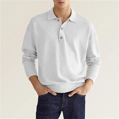 Maglione da Uomo con Scollo a V, Bottoni, Polo, Casual, Colore Unico, Patchwork, Manica Lunga