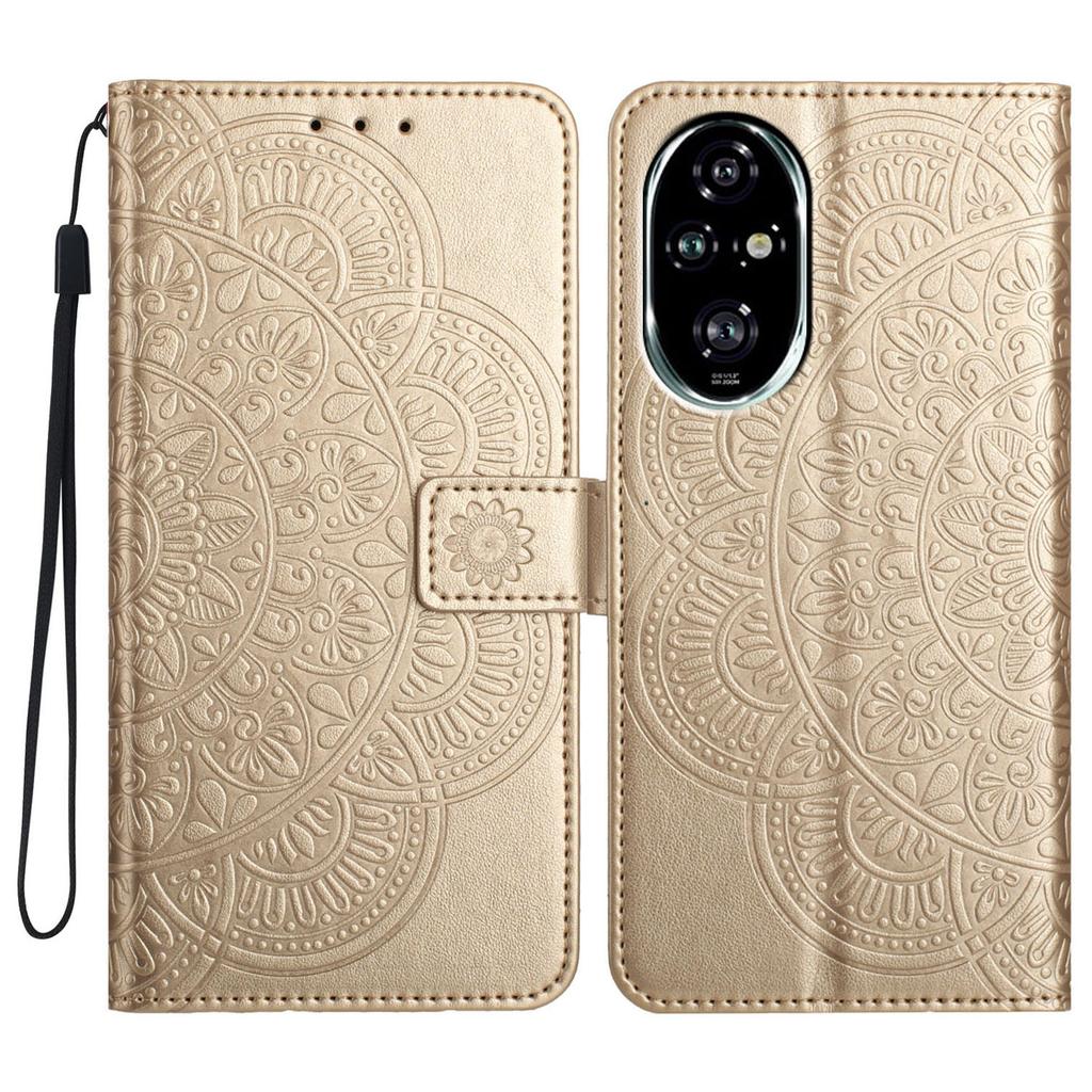 Skórzane etui na Honor 200 Pro 5G z przegródkami na karty, wzór mandali, pokrowiec na telefon ze stojakiem