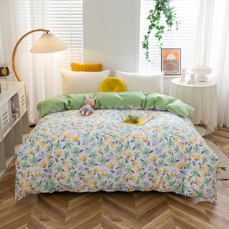 Kawaii Cartoon Bear Duvet Cover Cotton Girly Style Pattern Bedding Soft Skin-friendly Breathable Comforter Cover for Kids Girls