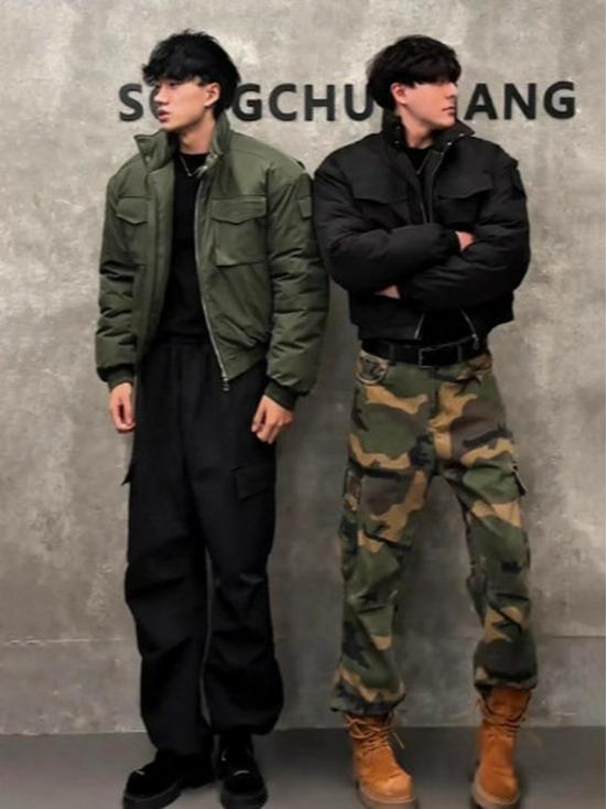 Men's High-End Light Cavalry Cotton Jacket - Autumn/Winter Trendy Loose Pilot Style