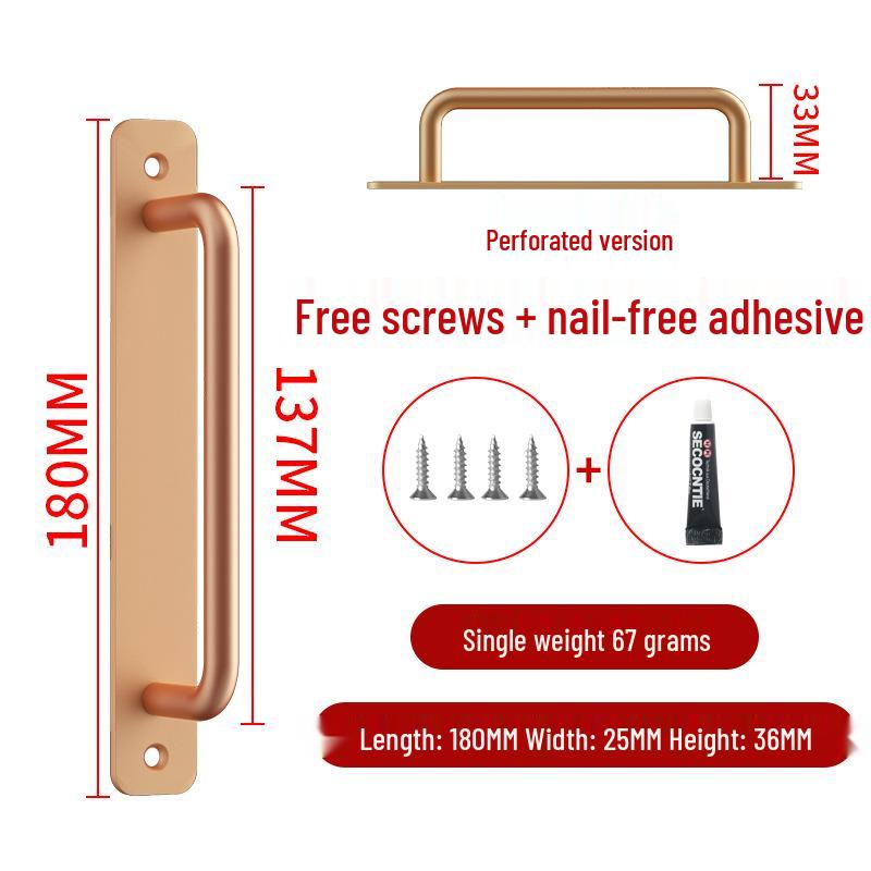 Aluminum Alloy No-Drill Door Handle for Glass, Window, Balcony, Sliding, and Cabinet Doors