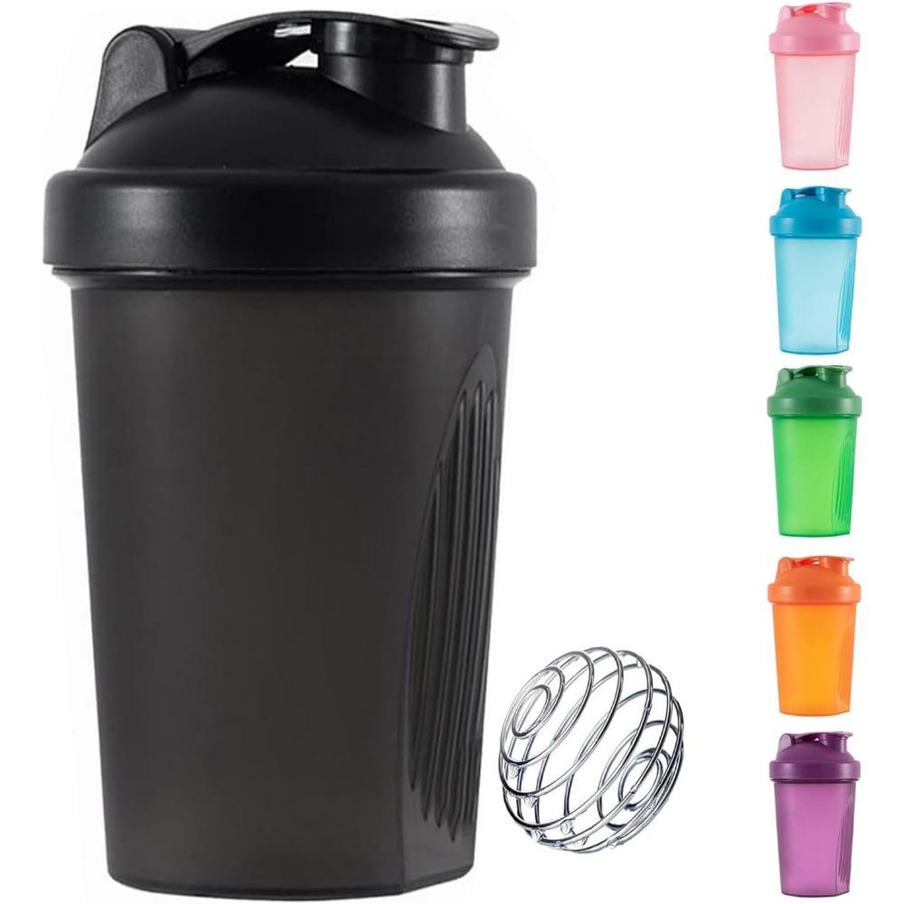 Butelka shakerowa na białko 400 ml z drucianą kulką do mieszania, bez BPA, szczelna, można myć w zmywarce do mieszania koktajli w proszku