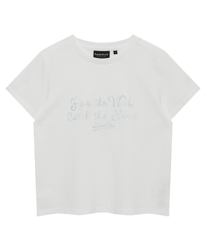 Syupeodeulai Women'S Slogan Logo T-Shirt White Sdfiscq02Wht