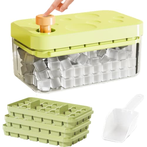 3-Tier Ice Maker Tray, One-Push Operation [Makes Ice in 1 Second!] Makes 84 Ice Blocks at a Time, Small Ice Cubes (1.6cm Diameter), Includes Dedicated