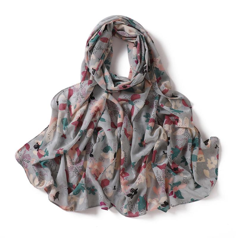 70*175cm Women Striped Floral Chiffon Hijab Fashion Scarf Lady Wraps Shawls Muslim Headband Islamic Scarves