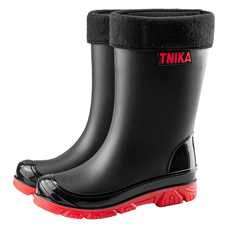 British fashion black and red men's medium rain boots night back beam of light waterproof shoes non-slip men's rain boots fishing foot protectors