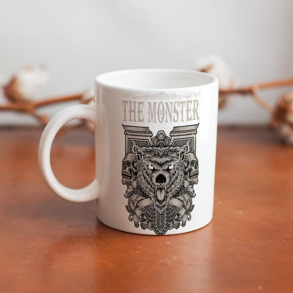 11oz Weiße Keramiktasse mit doppelten Druckflächen, glattem, glänzendem Korpus und einfachem Griff für Kaffee, Tee und warme Getränke