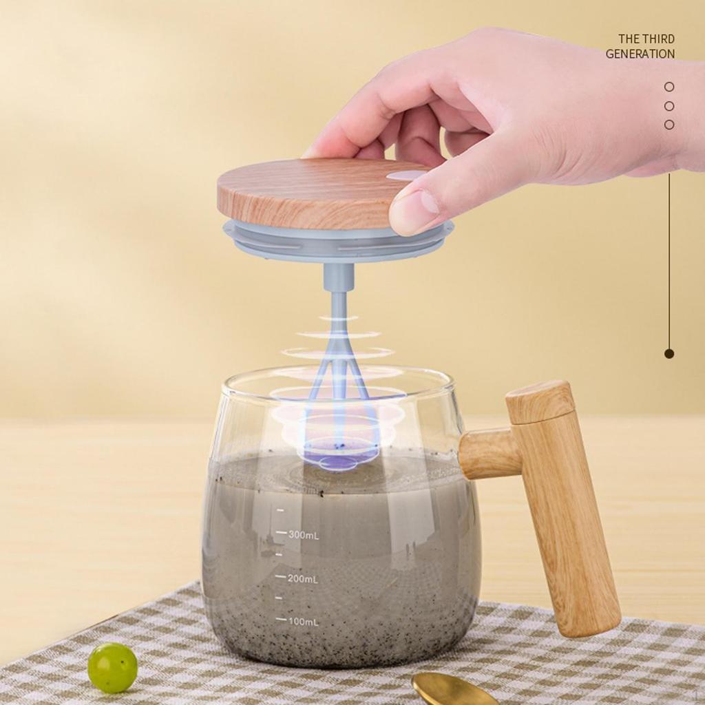 Mug - 400ml Electric Mixing Cup for Coffee Milk with Lid