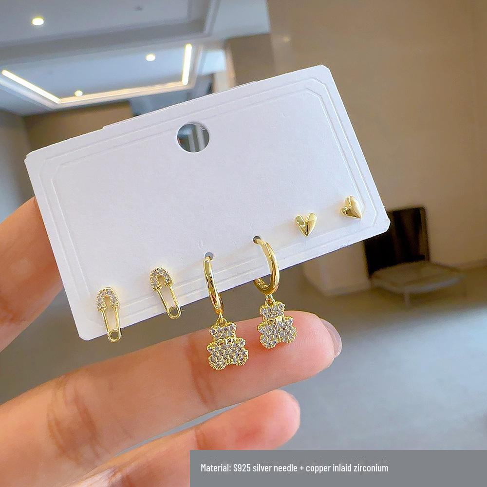 

Серьги-гвоздики из золота S925 с ракушками - набор из 3 пар