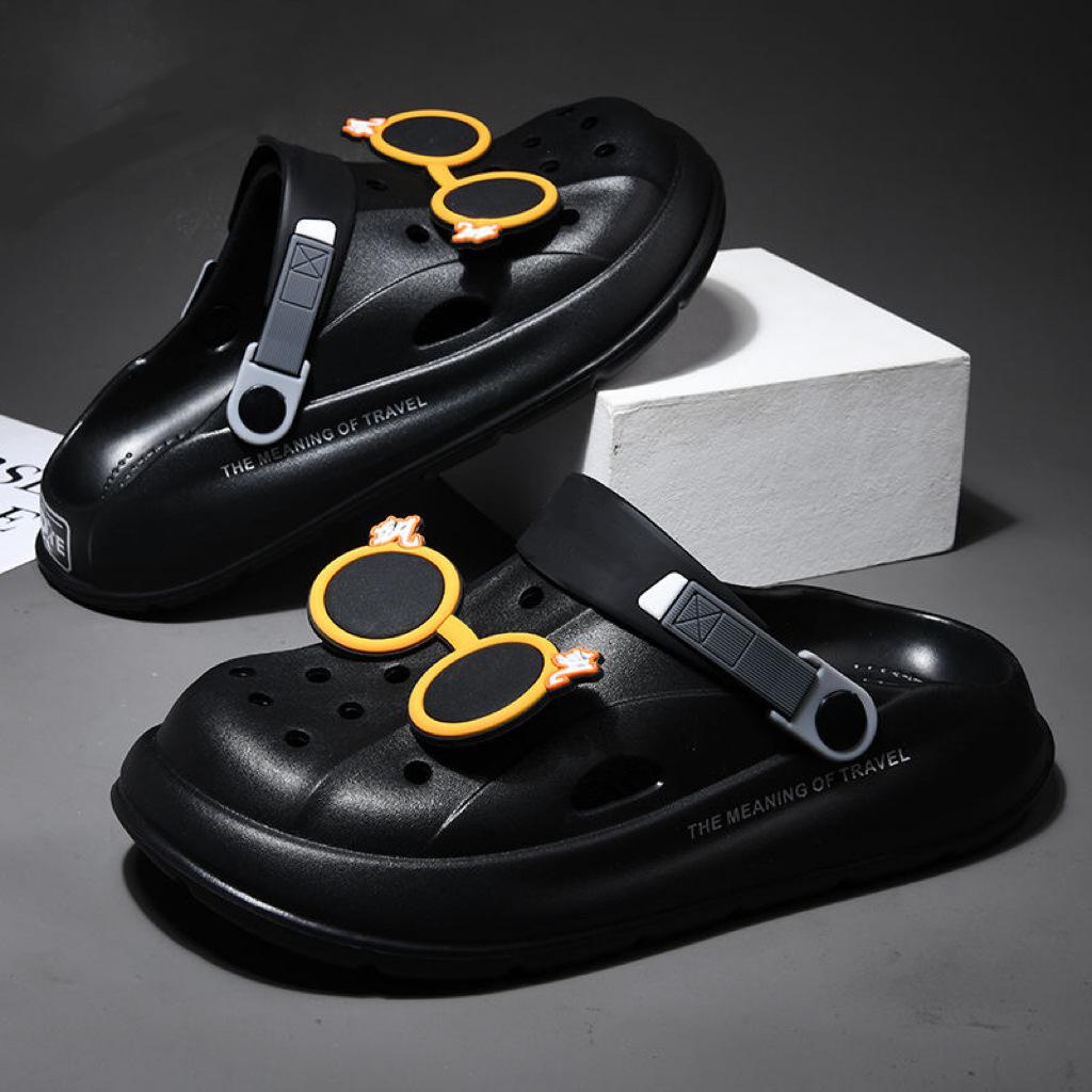 Thick-soled Hole Shoes Men's 2025 New Non-slip Thick-soled Light and Breathable Beach Bag Head Cool Slippers