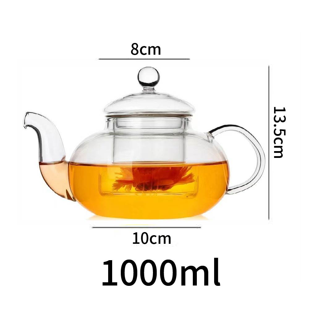 400ml/1000ml Filterable Heat-resistant Thickened Glass Teapot High Borosilicate Glass Flower Tea Pot Heatable Glass Tea Set