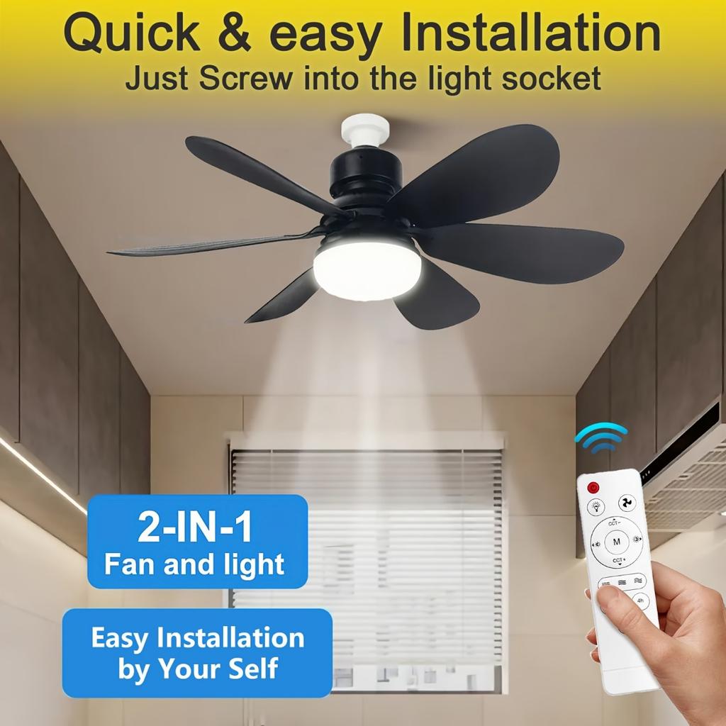 Intelligent Ceiling Fan with Light, Remote Control, Adjustable LED, 6 Blades, Ceiling Fan Installation, Hard Wired, 85V-265V Voltage, Lighting