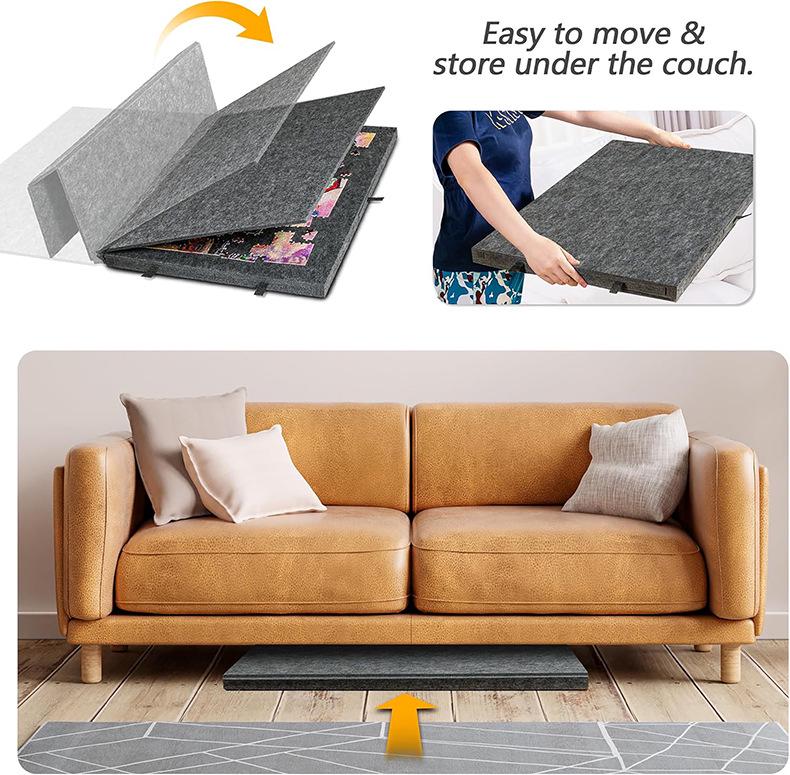 Foldable Children's Puzzle Table with Stand, Cover, and 6 Drawers