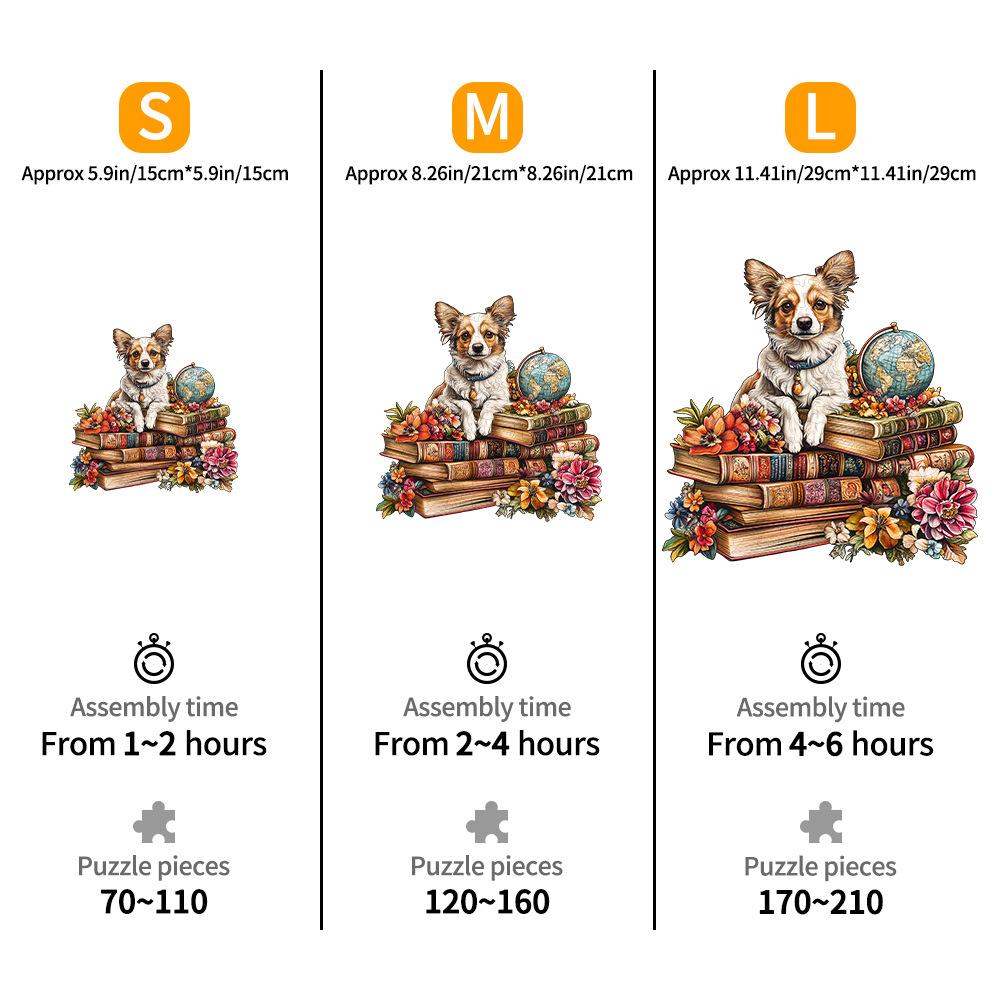 Puppy Wooden Puzzle On Book Irregular Animal Shape Puzzle Flat Wooden Puzzle