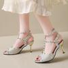 Summer Fish Mouth Sandals Women Round Head Shallow Mouth Rivet Metal Buckle Non-slip Wear-resistant High Heels