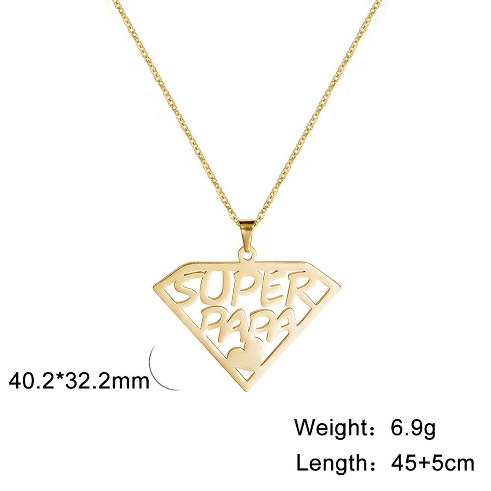 Lemegeton Mama Letter Necklace For Women Super Papa Mom Dad Pendant Stainless Steel Chain Choker Necklace Jewelry Mother's Day