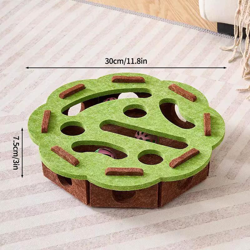 Interactive Cat Toys with Maze Tunnel Durable Felt Cat Puzzle Digging Toy for Indoor Exercise Toy with Bell Ball Pet Supplies