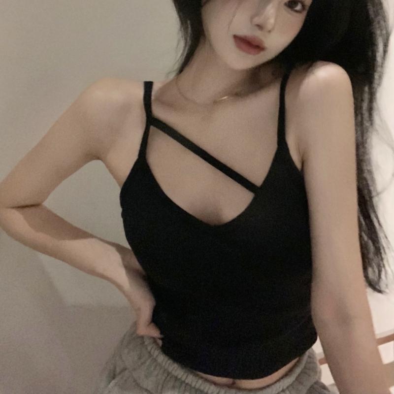 

Жилет на бретельках для женщин с горячими девушками, сексуальная базовая рубашка для лета, новый стиль, короткий чистый студенческий топ One size