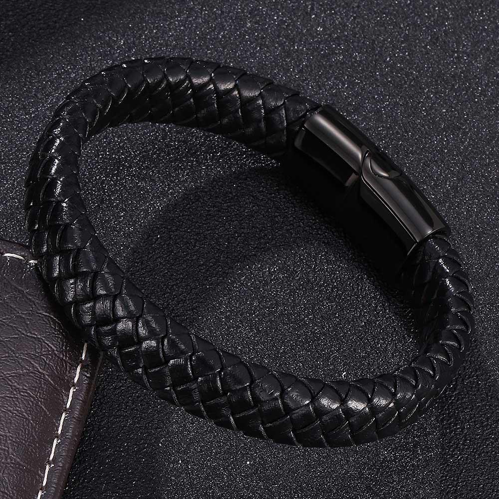 Men's Retro Genuine Leather Bracelet with Magnetic Buckle