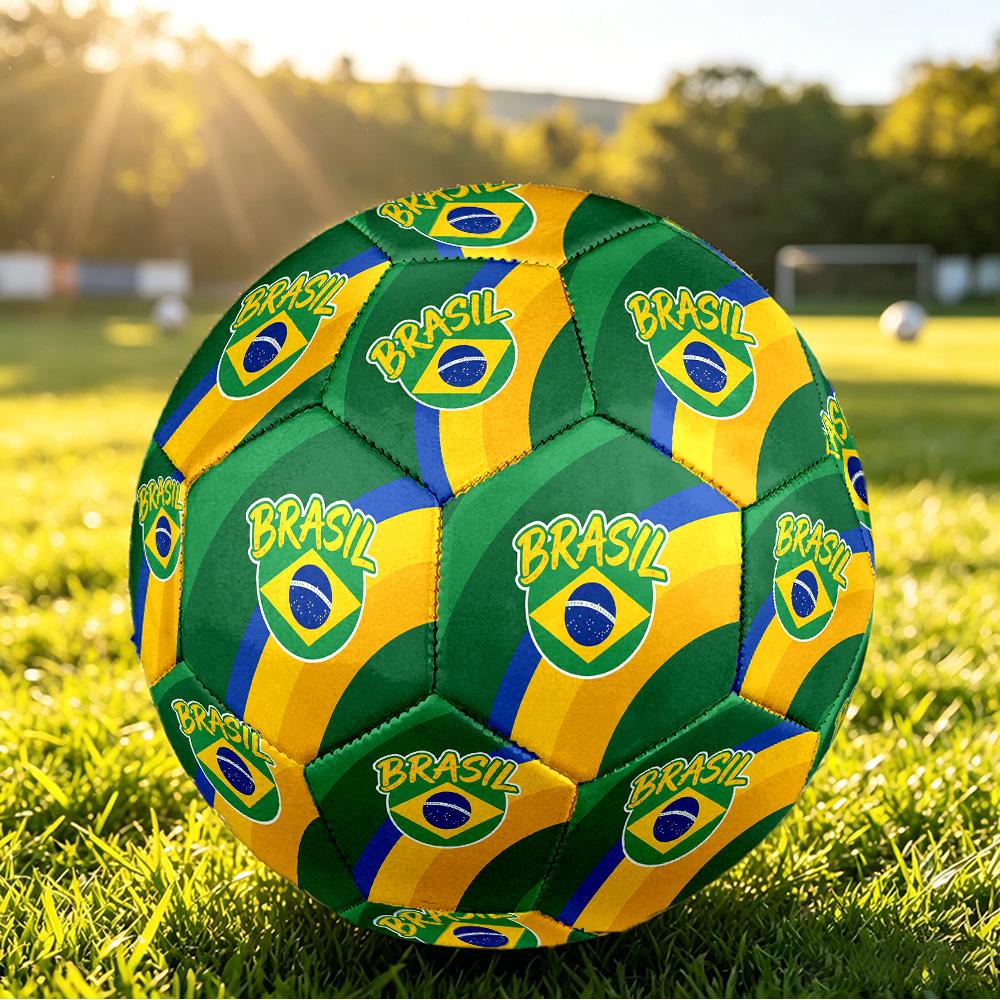 Brazil Football Printed Size 5 Soccer Ball Wear Resistant Standard Adult Training Football Fan Gift for Indoor Outdoor Match Sports