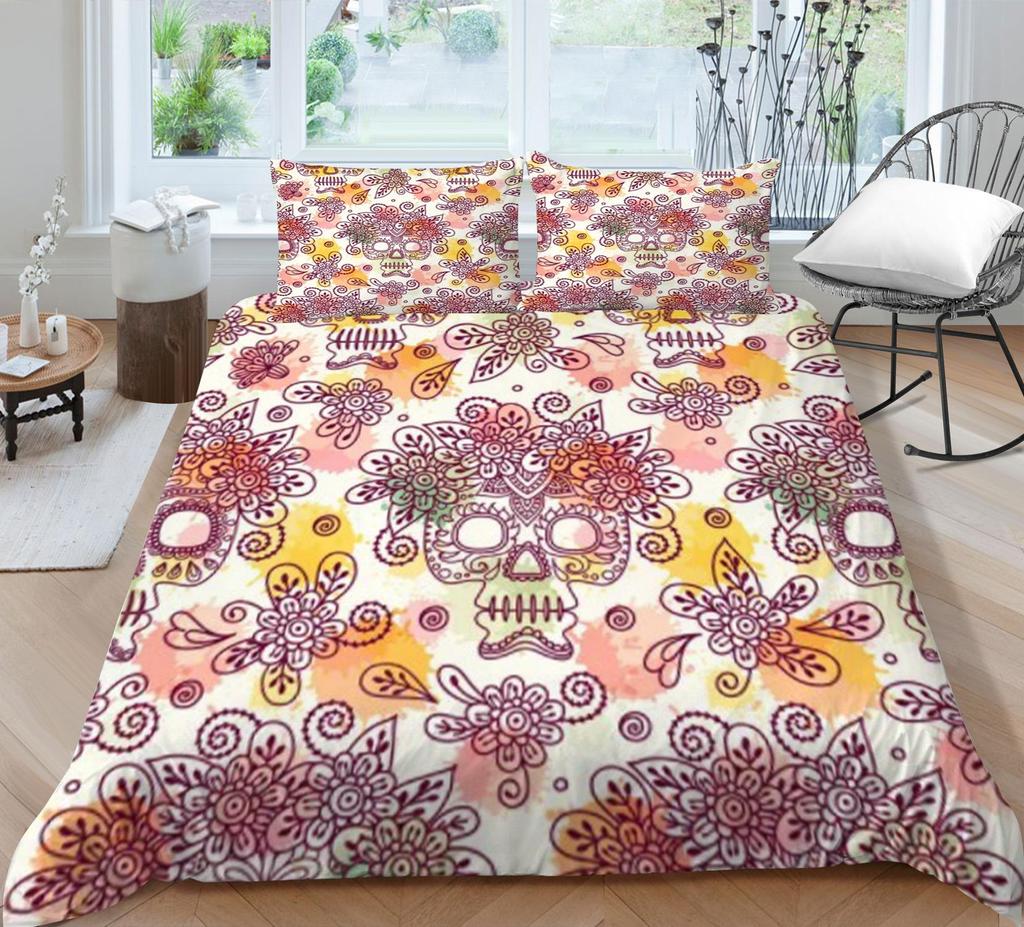 Quilt Cover 3D Printing Skull Home Bedclothes with Pillowcase King Double Size Soft Bed Set Luxury Duvet Cover