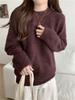Women's Retro Solid Color Round Neck Sweater - Loose Fit Knitwear for Autumn/Winter 2025