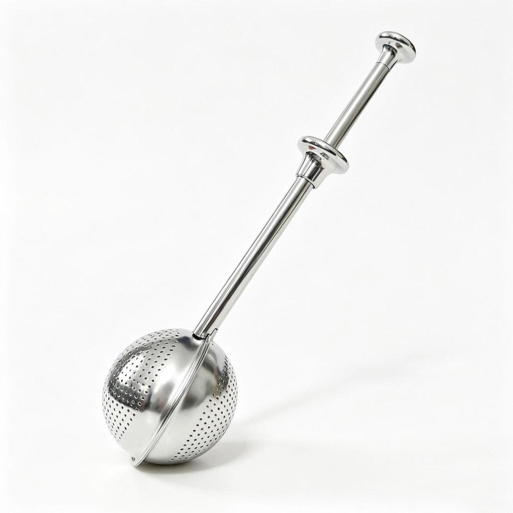 Stainless Steel Tea Ball Press Handle Infuser & Retractable Strainer