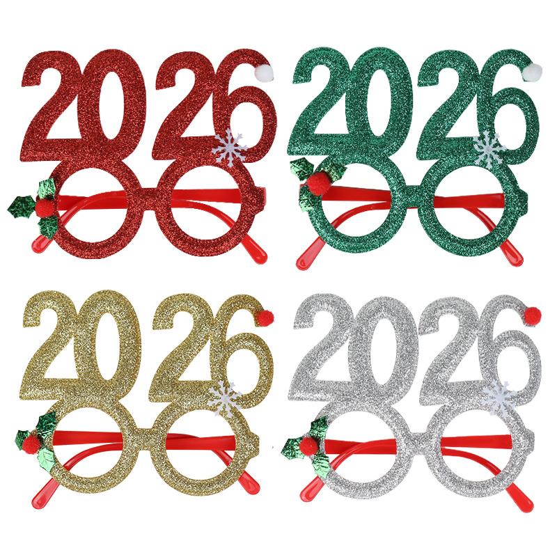 2026 Digital Funny Christmas Glasses Frame for New Year Eve Party Decoration Supplies Creative Photo Booth Prop Kids Gift Favors