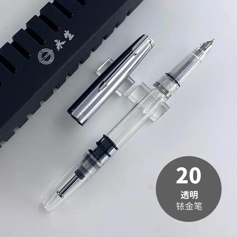 

НОВЕ Перова ручка Wingsung 601 з поршневим механізмом Iridium EF/F Перо Сталевий ковпачок Вакуумна система Заправка смолою Шкільне канцелярське приладдя Подарунки Piston EF (0.38mm) прозорий