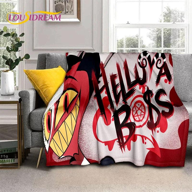3D H-Helluva Boss Blitzo H-Hazbin Hotel Cartoon Blanket,Soft Throw Blanket for Home Bedroom Bed Sofa Picnic Office Cover Blanket