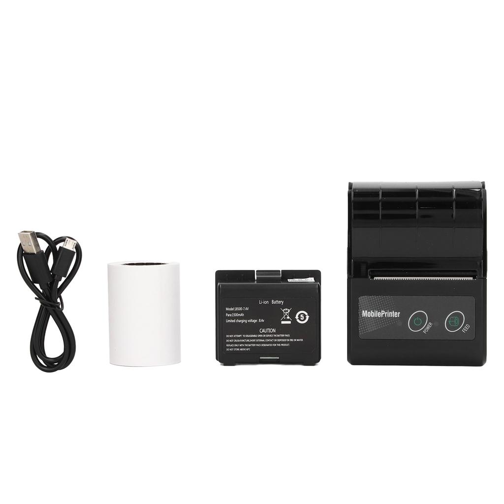 Bluetooth Receipt Printer Smartphone Control 200dpi Thermal Label Printer Receipts Printer with 1 Roll Printer Paper
