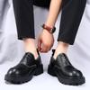 Nowa Moda Skórzane Męskie Buty Casual Oddychające Biznesowe Sznurowane Minimalizm Gruba Podeszwa Męskie Buty Podwyższające Wzrost Buty do Chodzenia