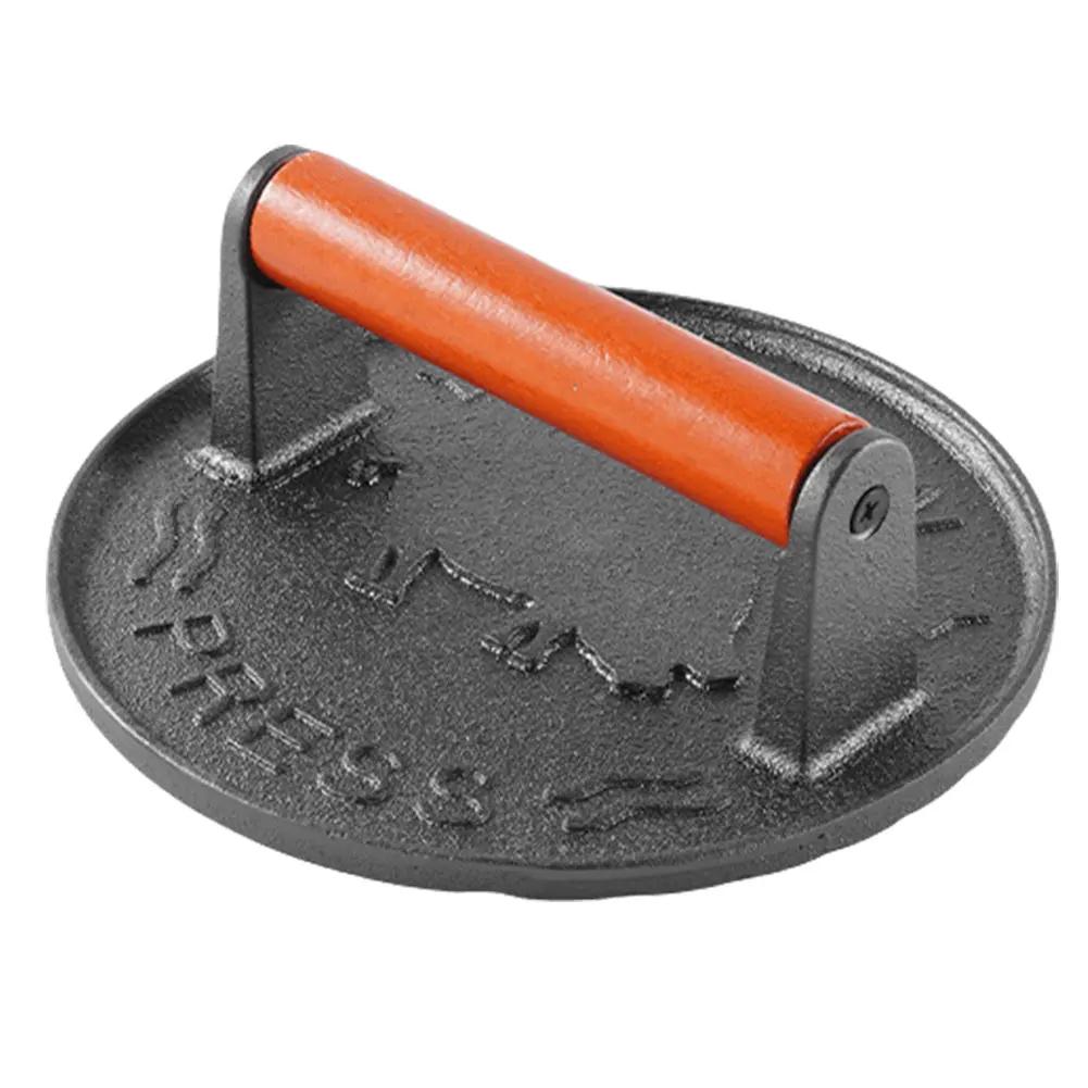 

Cast Iron Smash Burger Press Heavy-Duty Hamburger Patties Meat Masher Circular Meat Press Mold for Deli Meats Kitchen Accessory
