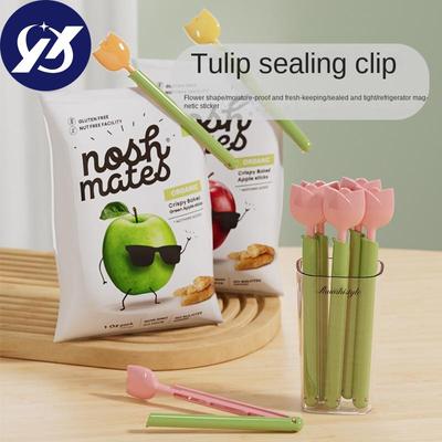 5 Stück magnetischer Tulpen-Dichtungsclip für Lebensmittel, Plastiktüte, feuchtigkeitsbeständiger Frischhalteclip, Milchpulver-Dichtungsstreifen, Artefakt, Snack-Dichtungsclip