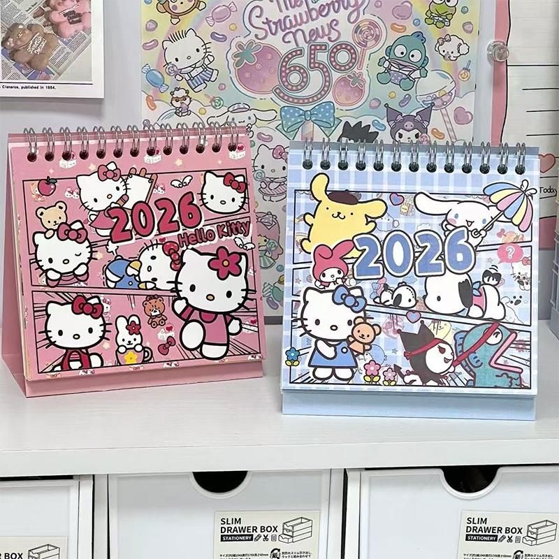 Hello Kitty 2026 Desk Calendar Cartoon Sanrio Plan Message Desktop Ornaments Weekly Plan Book Stationery Office Supplies