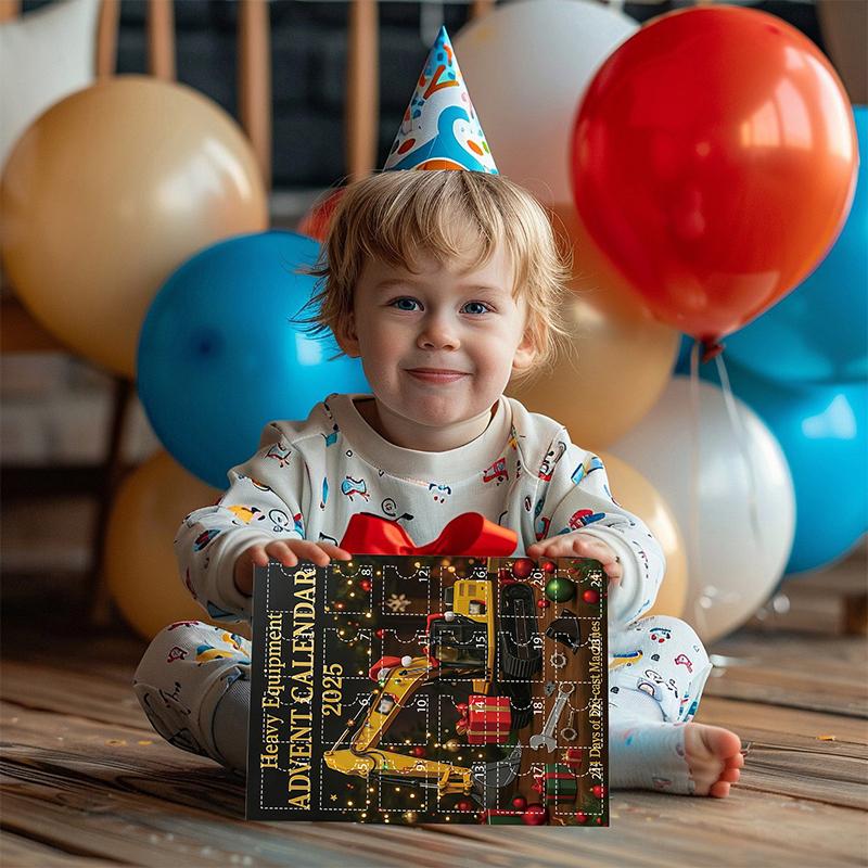 Heavy Equipment Advent Calendar 2025, 24 Days Christmas Countdown Calendar, 24 Die-Cast Machines, Mini Excavator Ornaments