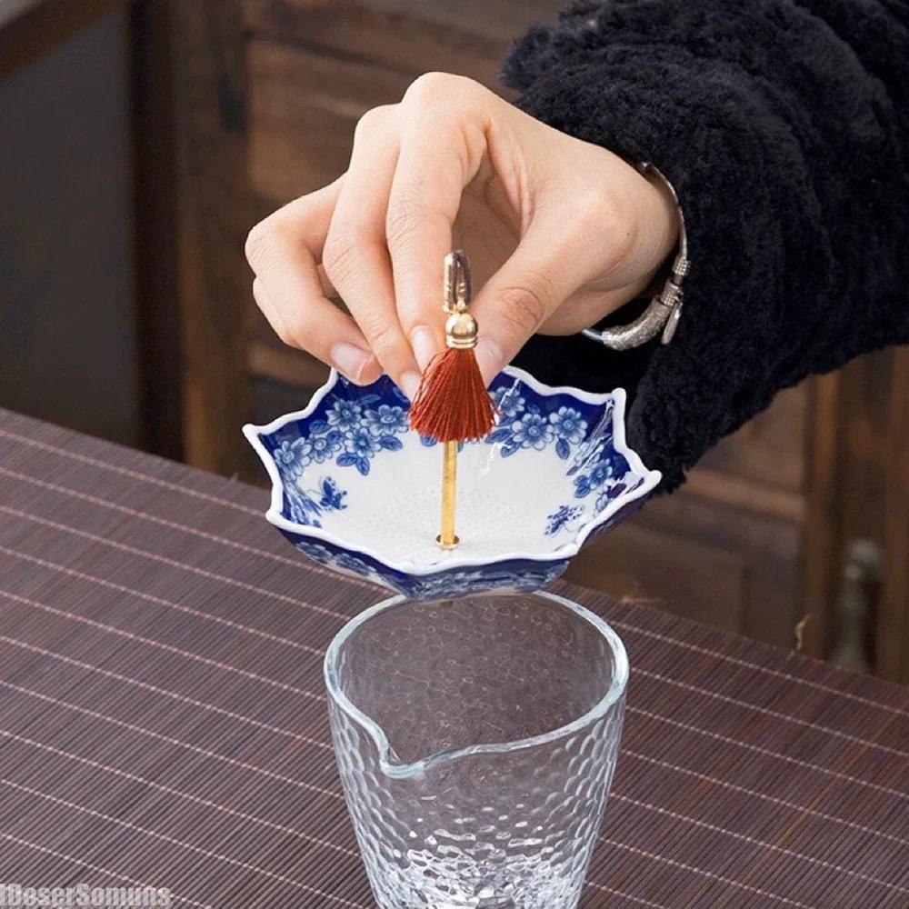 Creativi Ombrelli Blu e Bianchi Filtri da Tè Filtri in Ceramica Decorazioni Ornamenti Cerimonia del Tè Accessori da Tè Regalo per Amici