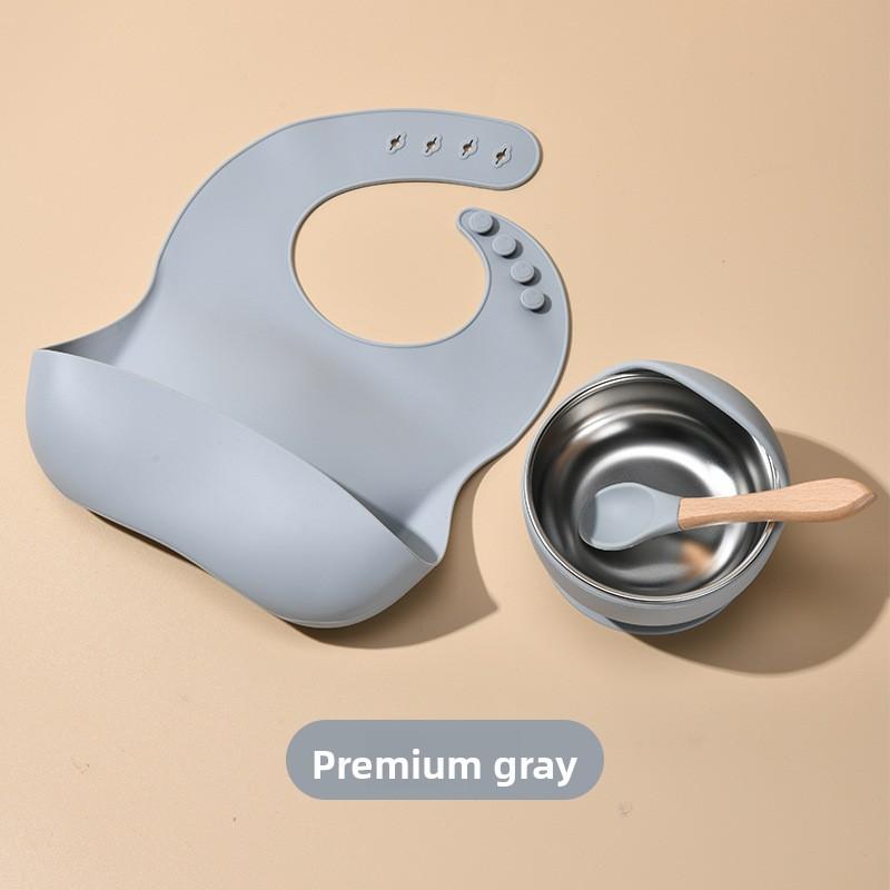 

Children s Feeding Compartment Food Grade Suction Cup Bowl & Spoon Cutlery Set 8-piece set сірий