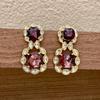 Fashion Classic Pink Color Crystal Enmale Earrings For Women Girls Exquisite Design Pendant Flower Ear Rings Jewelry Accessories