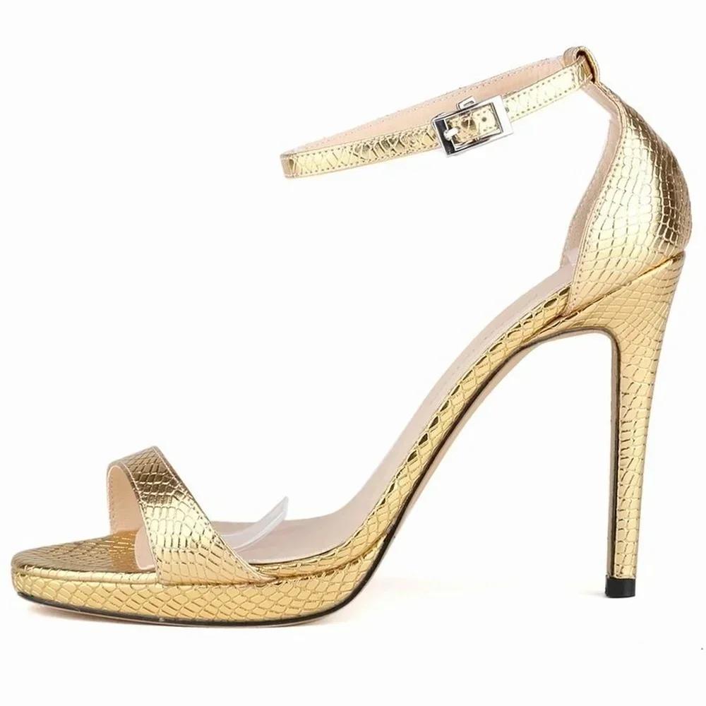 Sandálias Femininas Stilettos Verão Sexy Pole Dance Salto Alto Elegante Crocodilo Couro Scarpins Vermelhos Sapatos de Festa de Casamento