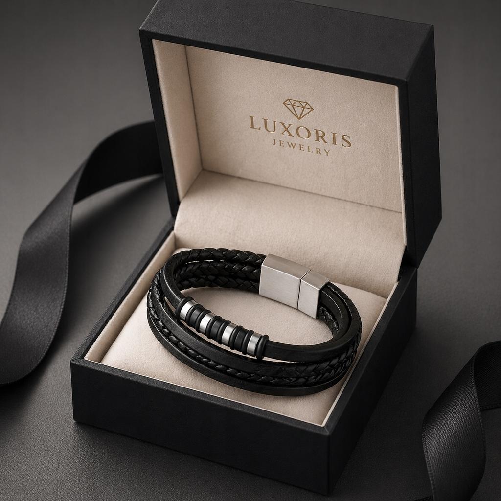 THICK Men' Leather Bracelet, Elegant, Adjustable, 19-22cm, ITALIAN