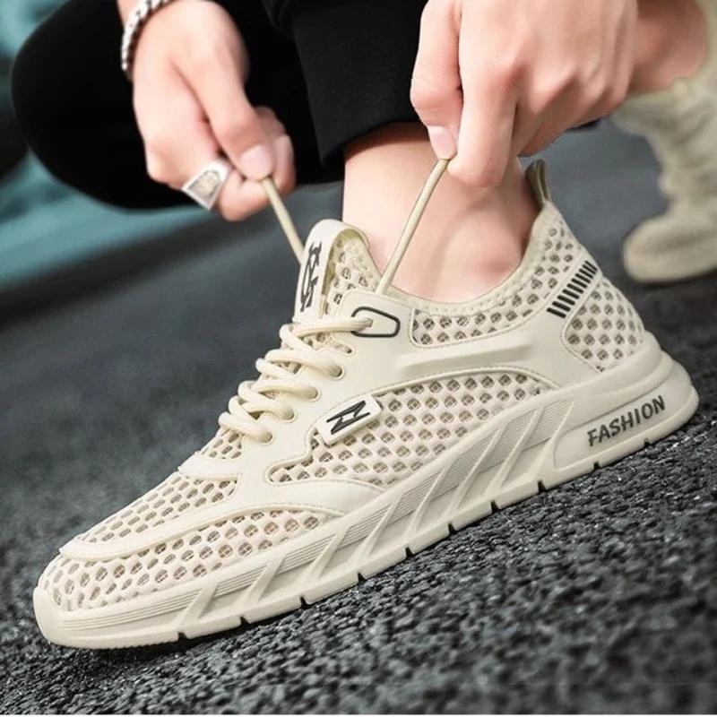 New Men's Mesh Sneakers 2025 Summer Mesh Sports Breathable Casual Shoes Comfortable Men's Tennis Shoes Lightweight Running Shoes