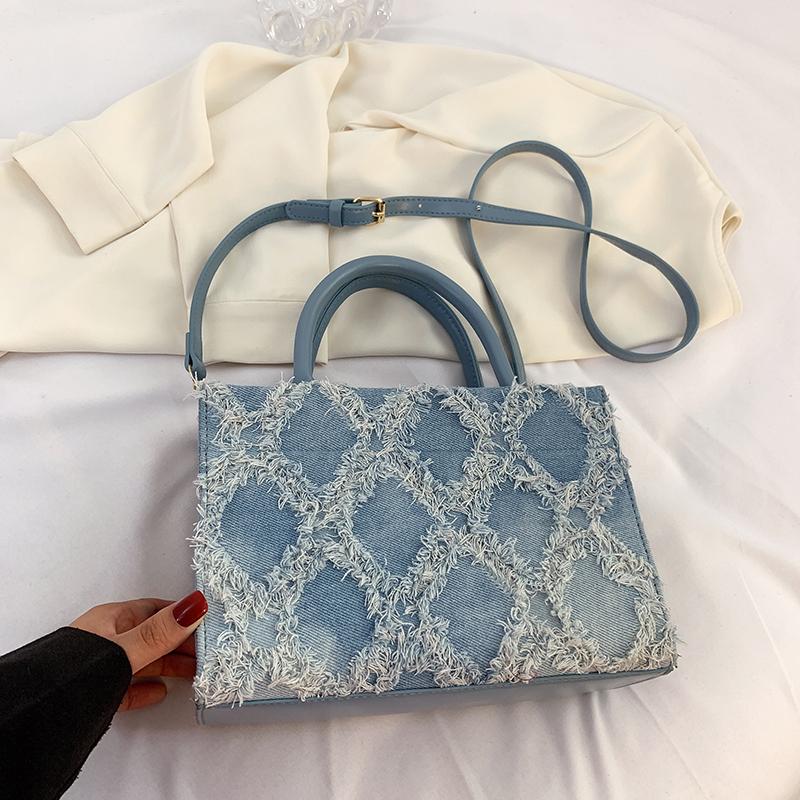 

Повседневная женская сумка через плечо из джинсовой ткани, высококачественная сумка-мессенджер, роскошный дизайн, новая мода