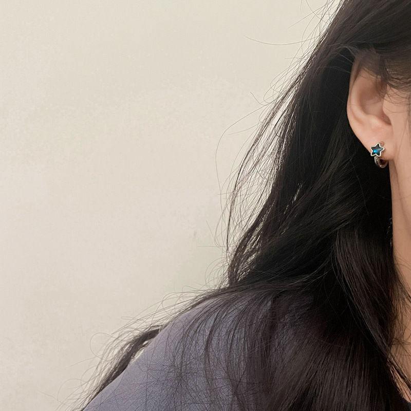 Neue Trendige Süße Blaue Stern Creolen Ohrringe für Damen Mädchen Einfache Mode Vintage Ohrringe Ästhetischer Zirkon Y2K Geschenke