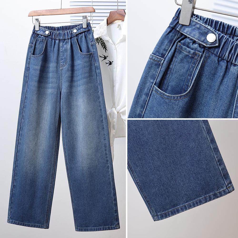DIMANAF 2025 Plus Size Autumn Women Jeans Pants Denim Female Elastic Basic Blue High Waist Trousers Oversize Fashion New Pants 5XL