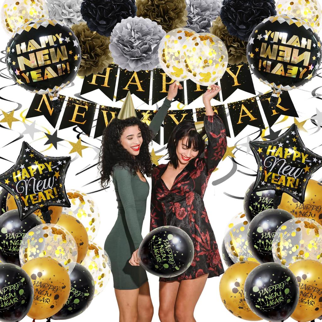 2026 New Year'S Balloon Set New Year'S Letter Flag New Year'S Day Party Decoration Letter Balloon