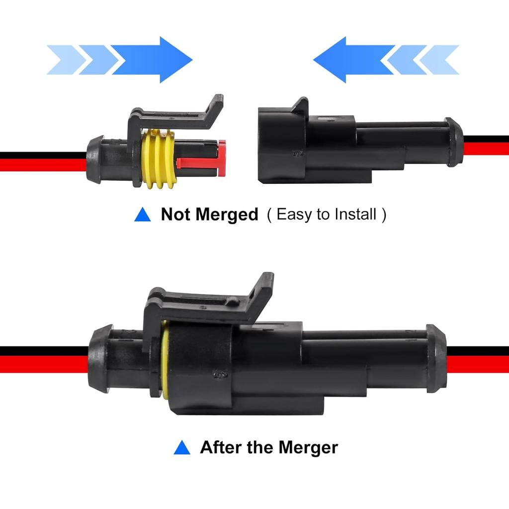 10PCS 2 Pin Way Electrical Wire Connector Waterproof Connector 2 Wire Connector 16AWG Male and Female Plug Quick Disconnect Connector for Car Truck