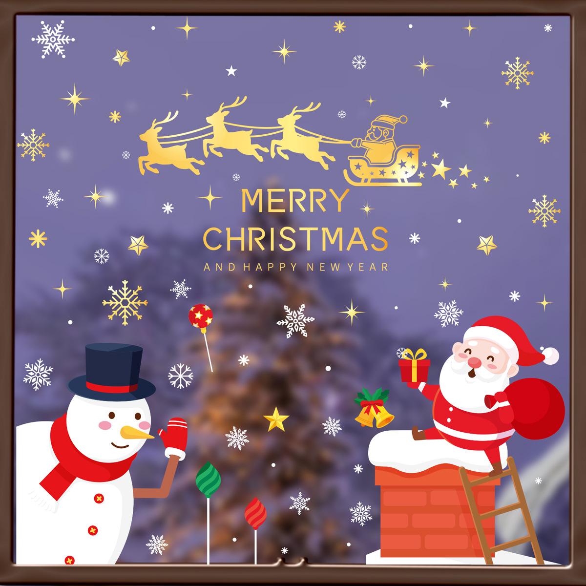 

Christmas stickers Santa Claus Elk Snowflake Glass stickers Hang ball snowman Merry Christmas static stickers 1600*900*700MM