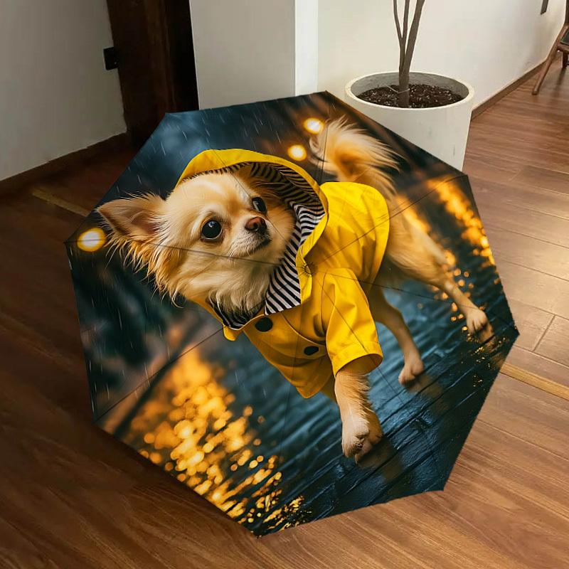 

1pc Raincoat, Dog Automatic Folding Umbrella - Portable Collapsible Design, 8-Rib Iron Frame, Casual Outdoor Accessory yy251215201